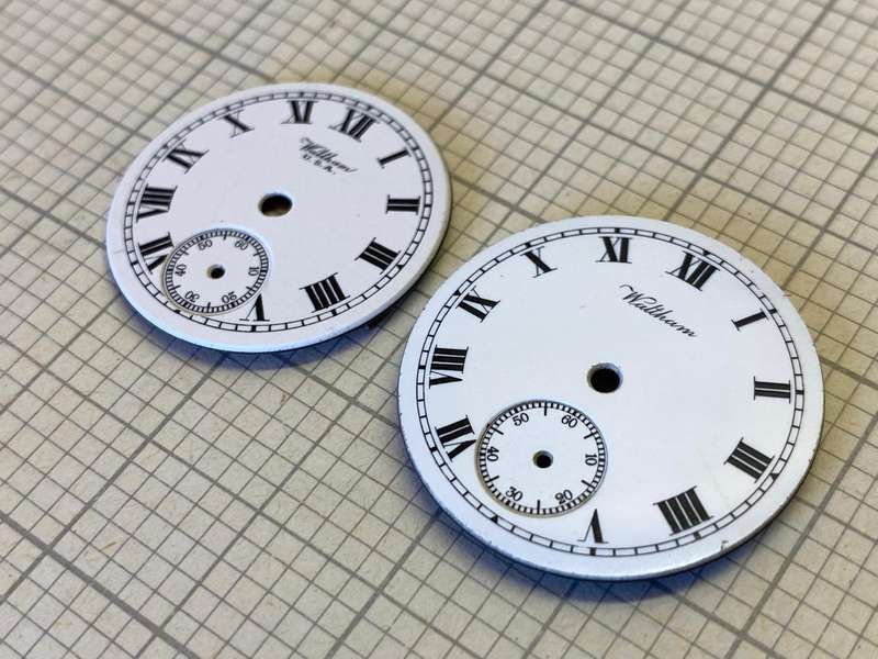 Waltham - 2 small pocket watch dials