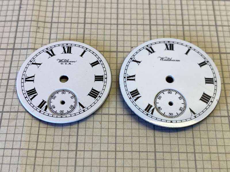 Waltham - 2 small pocket watch dials
