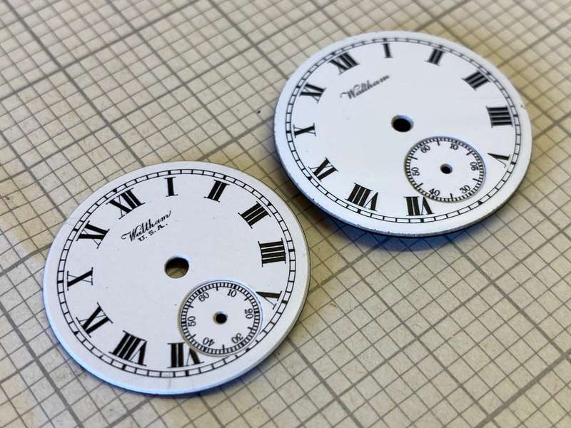 Waltham - 2 small pocket watch dials