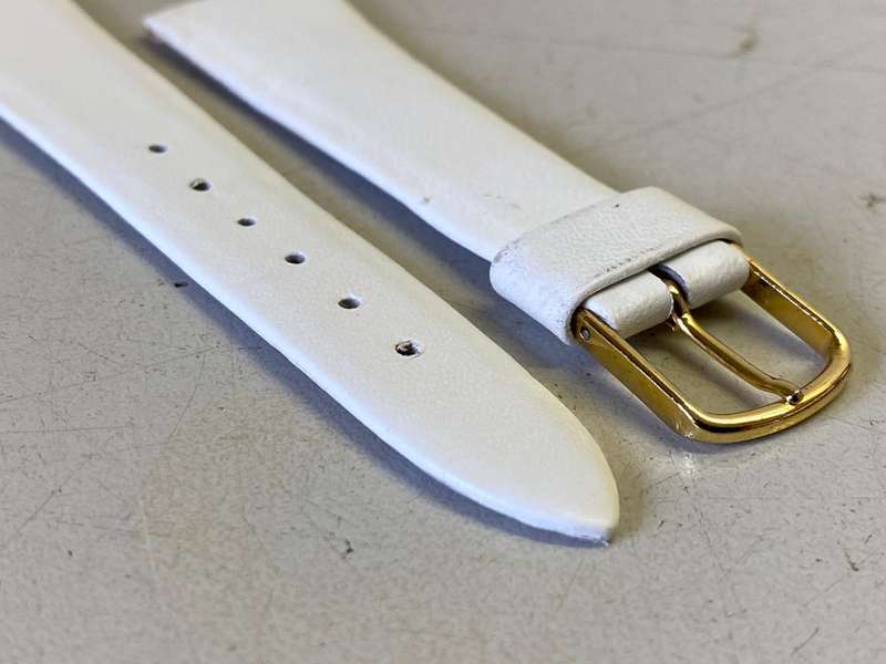 20mm white leather watch strap