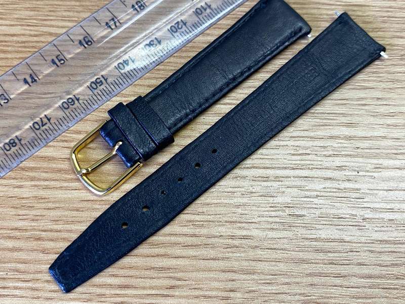 18mm black leather watch strap #3