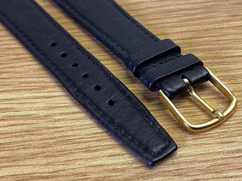 18mm black leather watch strap #3