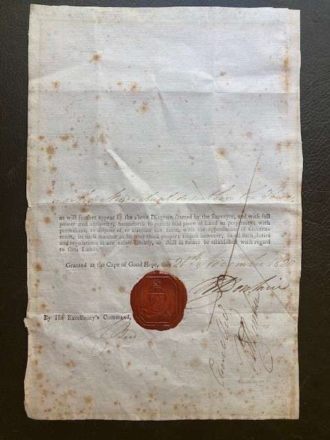 1820 Settlers title dead - Sir Rufane Donkin (21st November 1820)