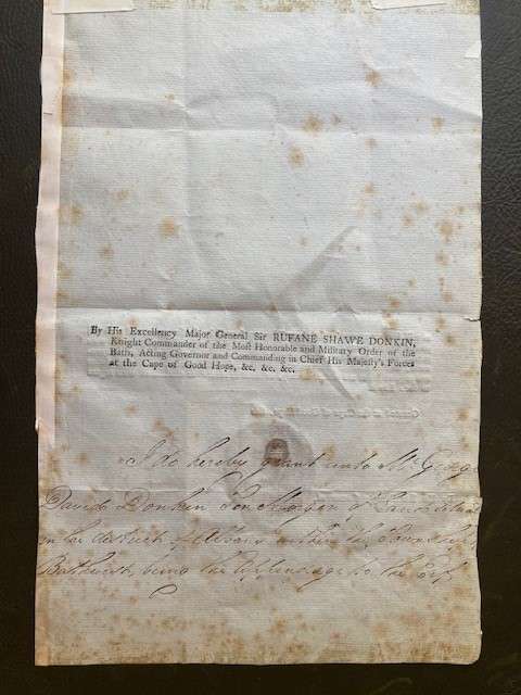 1820 Settlers title dead - Sir Rufane Donkin (21st November 1820)