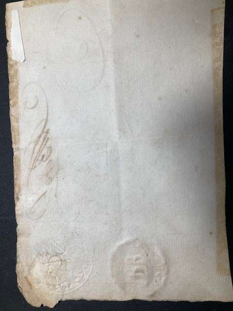 V.O.C. Monogram and "FLUYT" embossment on revenue document