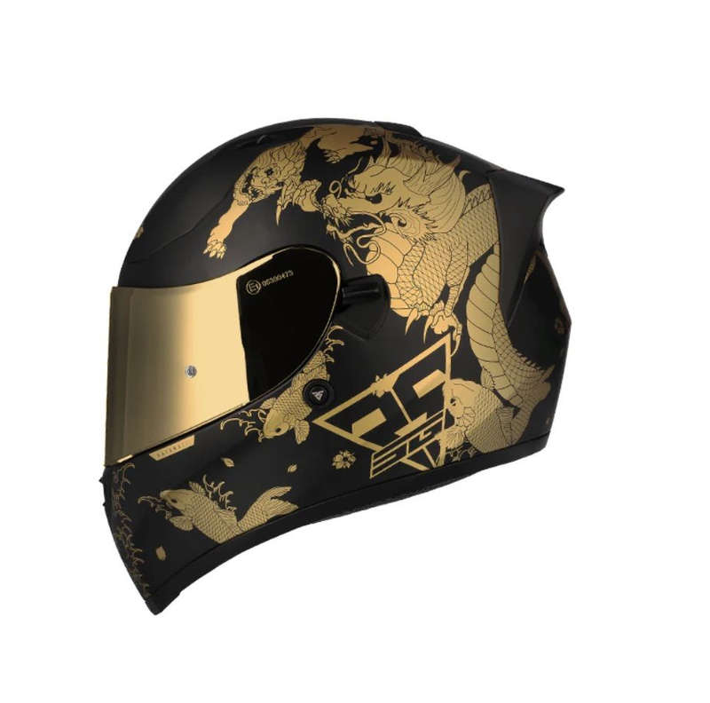 SGI Seca Katana Black/Gold Motorcycle Helmet - S