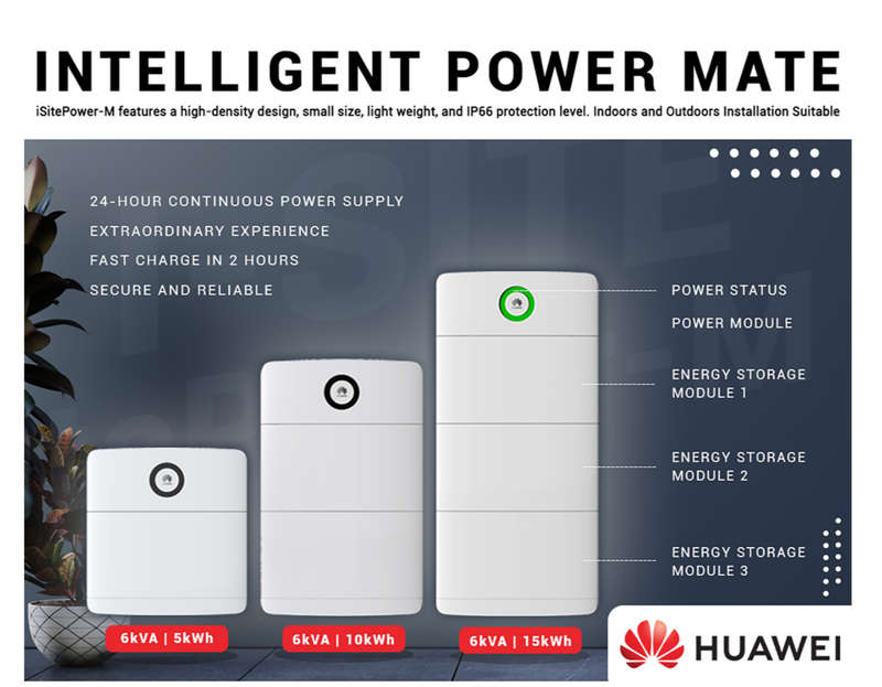 Huawei Isitepower-M 1PH Back-Up Kit 5KW Inverter 5KWh Battery Li-Ion