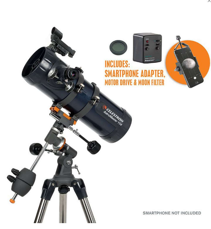 Celestron ASTROMASTER 114EQ Including Motor Drive & Smartphone Adapter