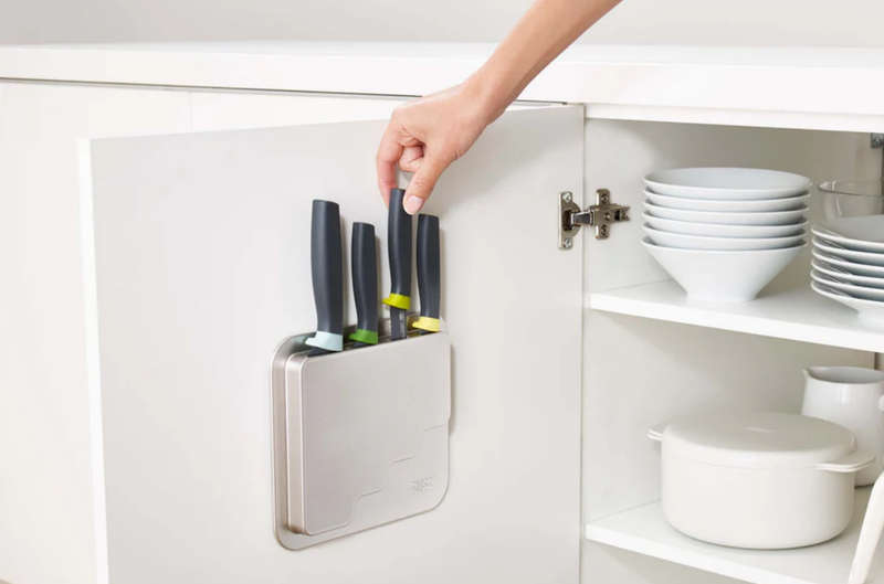 Joseph Joseph DoorStore Knives Elevate Set with Knife Block 3M Adhesive Wall and Cabinet Door Mount