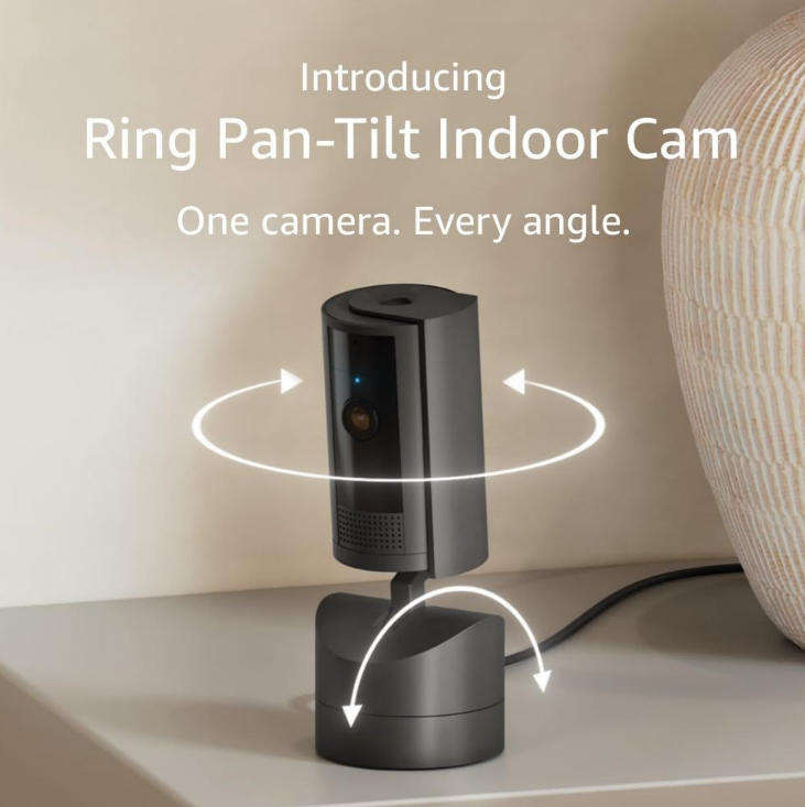 Ring Pan-Tilt Indoor Cam | 1080p HD Video | 360 Pan Coverage | Black