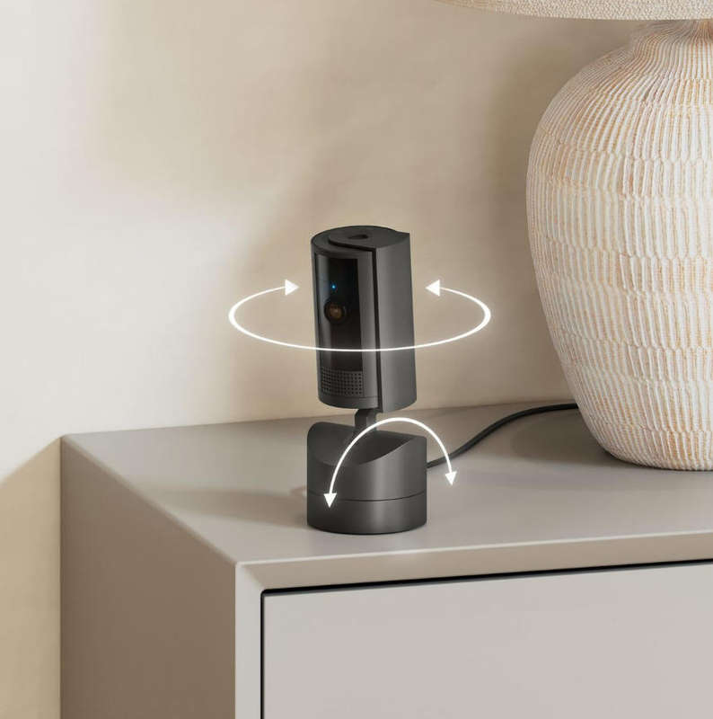 Ring Pan-Tilt Indoor Cam | 1080p HD Video | 360 Pan Coverage | Black