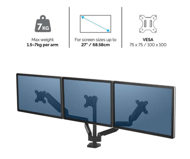 Fellowes Platinum X Triple Monitor Arm