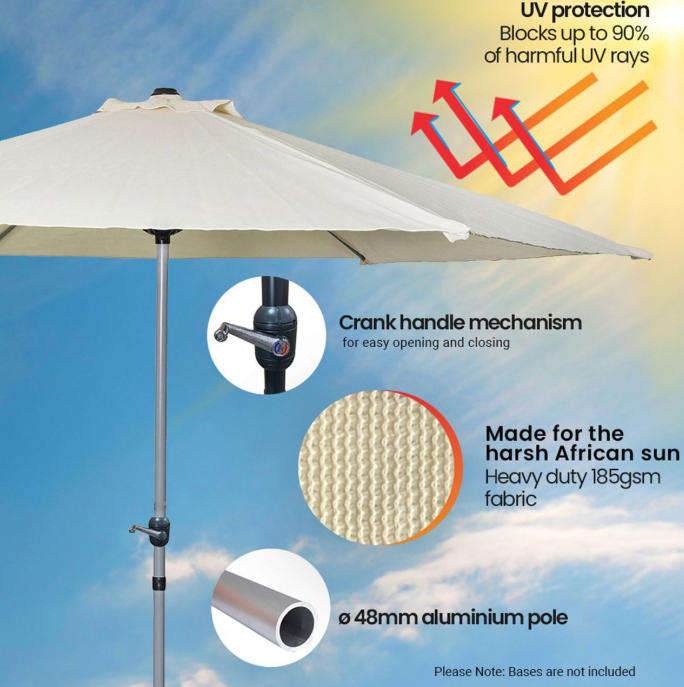 Kalahari Shade 3m Round Market Umbrella - Natural