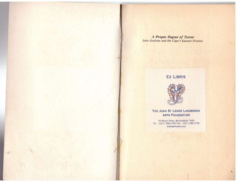 A Proper Degree of Terror: John Graham and the Cape's Eastern Frontier  -- Ben Maclennan