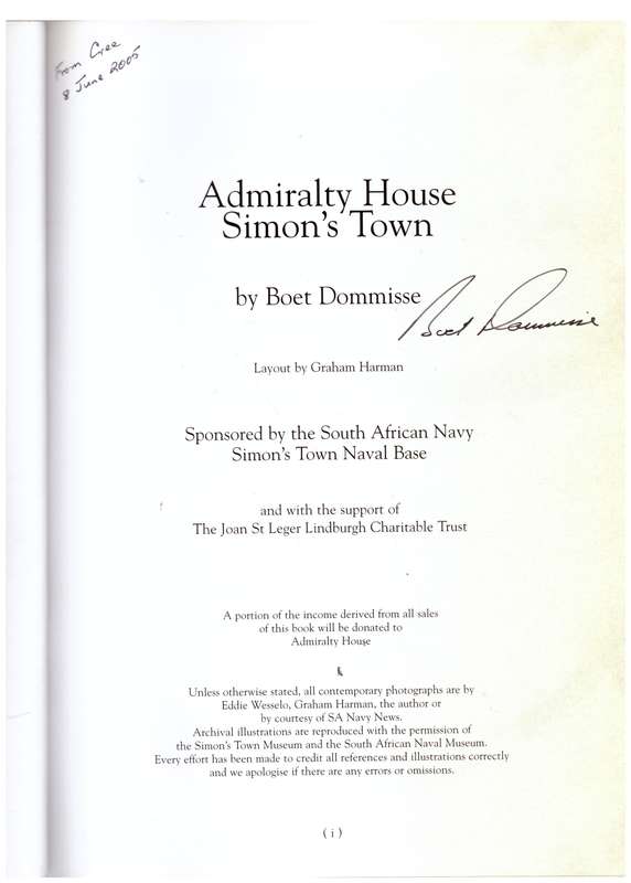 Admiralty House, Simon`s Town --  Boet Dommisse  **SIGNED**
