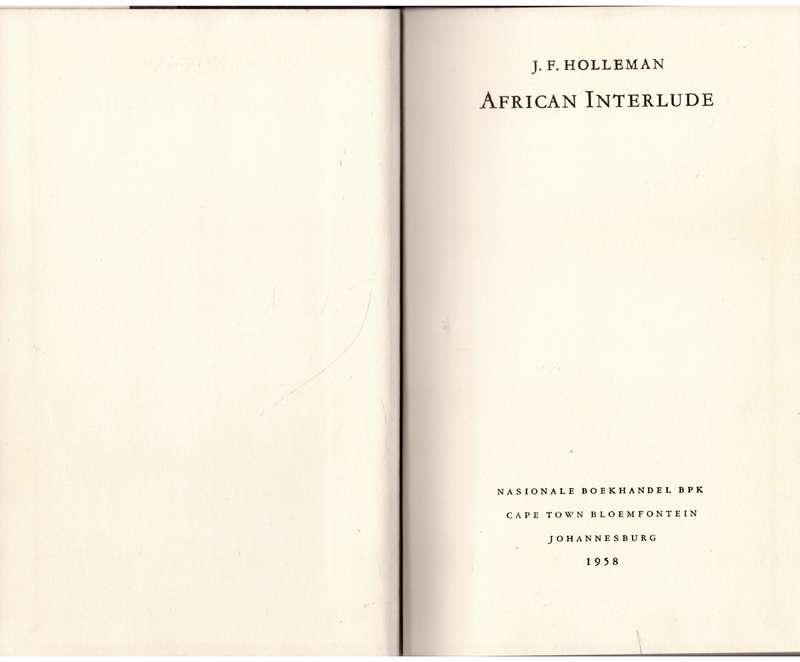 African Interlude  --  J. F. Holleman