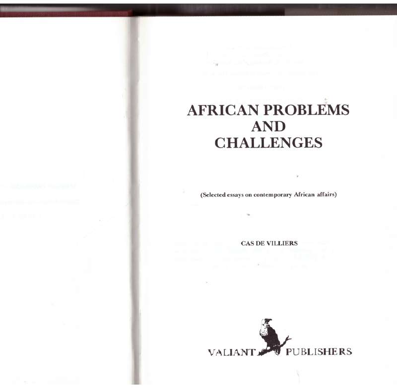 African Problems and Challenges -- Cas De Villiers