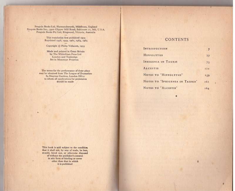 Alcestis and Other Plays  --  Euripides