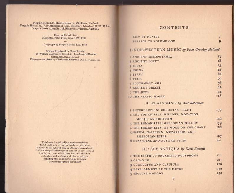 The Pelican History of Music #1: Ancient forms to polyphony  --  Alec Robertson [Ed.]