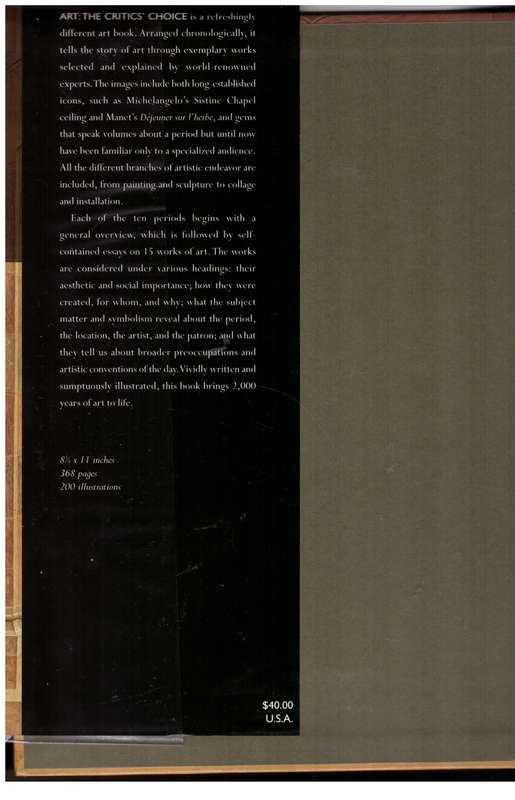 Art: The Critics` Choice  --  Marina Vaizey [Editor]