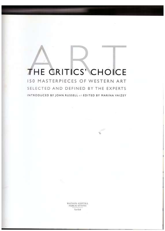 Art: The Critics` Choice  --  Marina Vaizey [Editor]