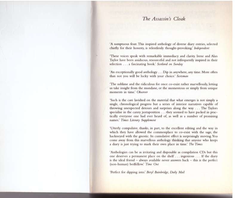 The Assassin's Cloak: An Anthology of the World's Greatest Diarists  --  Irene Taylor, Alan Taylor [