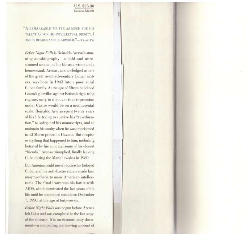 Before Night Falls: A Memoir  --  Reinaldo Arenas