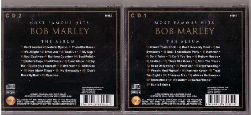 Bob Marley  Most Famous Hits: The Album (CD)