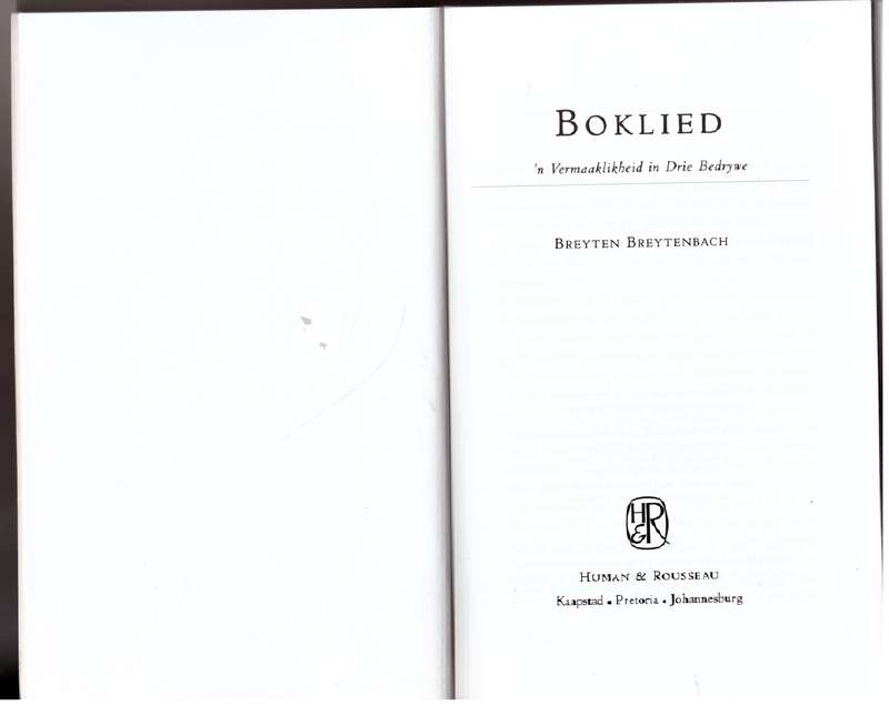Boklied: 'n vermaaklikheid in drie bedrywe -- Breyten Breytenbach