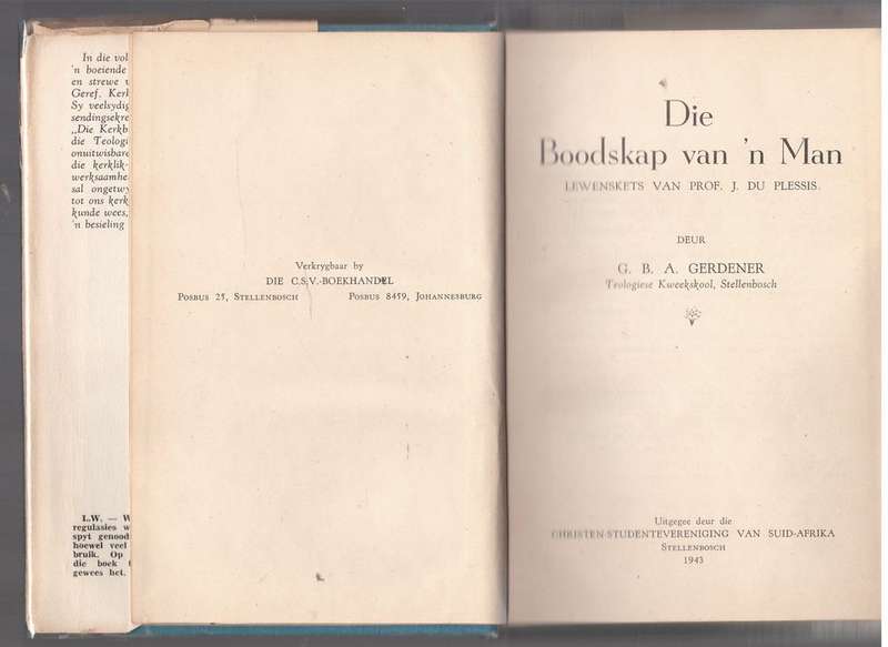 Die Boodskap van `n man -- G.B.A. Gerdener