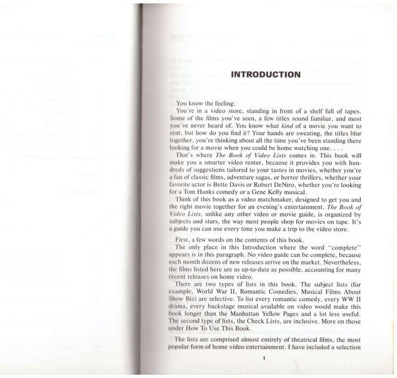 Book of Video Lists - Tom Wiener