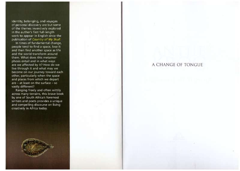 A Change of Tongue  --  Antjie Krog