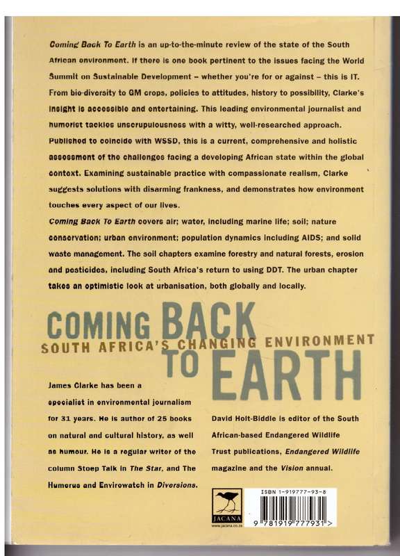 Coming Back to Earth: South Africa's Changing Environment - James Clarke, David Holt-Biddle