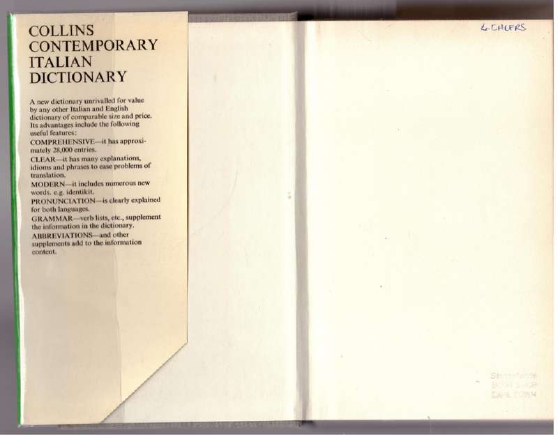 Collins Contemporary Italian dictionary: Italian-English/ English-Italian  --  Isopel May [Ed.]