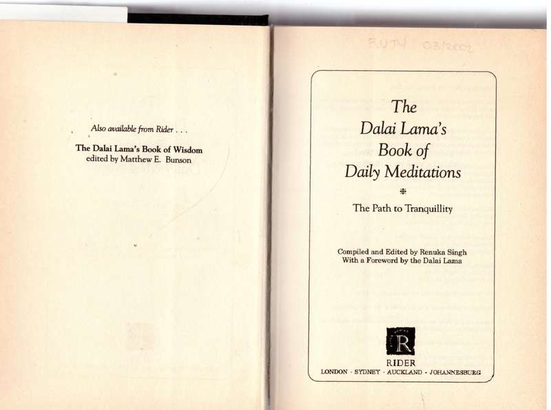 The Dalai Lama's Book of Daily Meditations   --   Renuka Singh [Compiler]