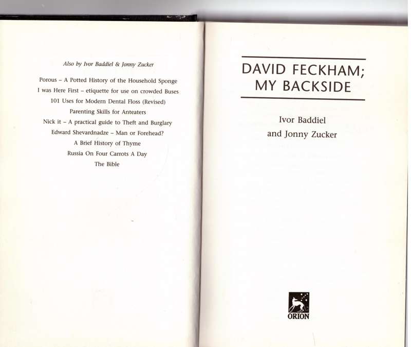 David Feckham: My Back Side  --  Ivor Baddiel, Jonny Zucker