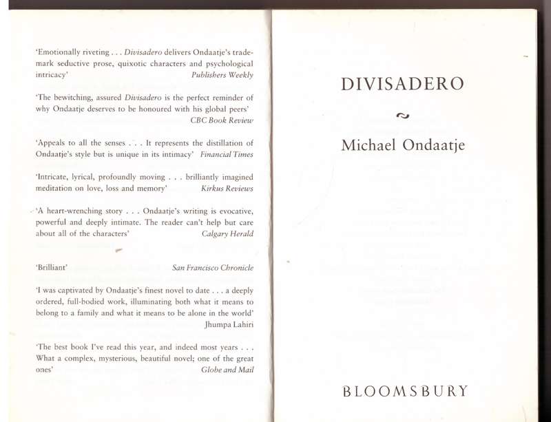 Divisadero -- Michael Ondaatje