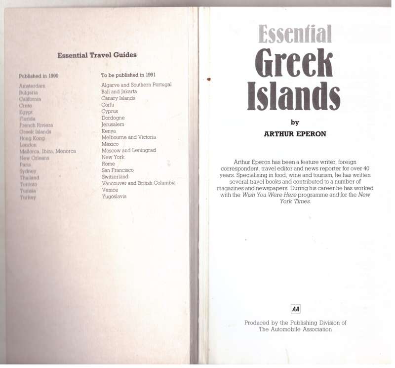 Essential Greek Islands (AA Essential)  -- Arthur Eperon