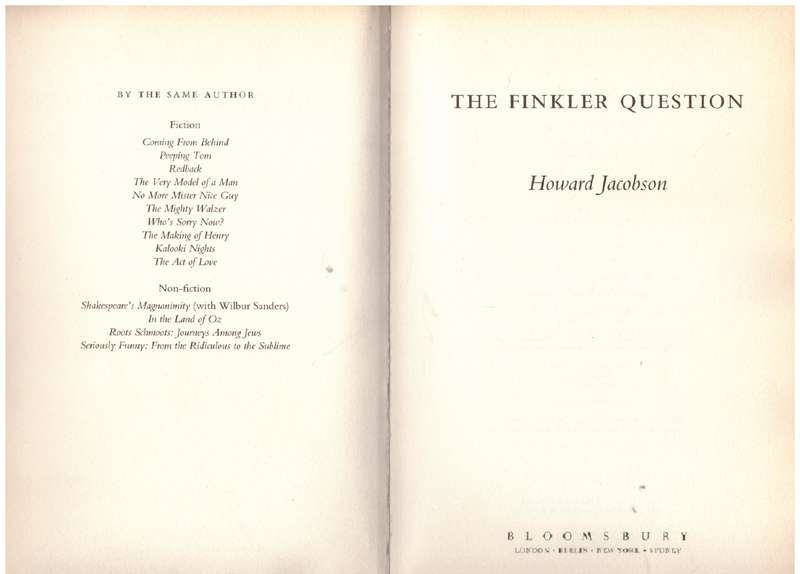 The Finkler Question -- Howard Jacobson