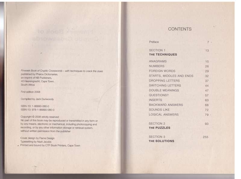 Finweek Book of Cryptic Crosswords ~ Jack Dunwoody