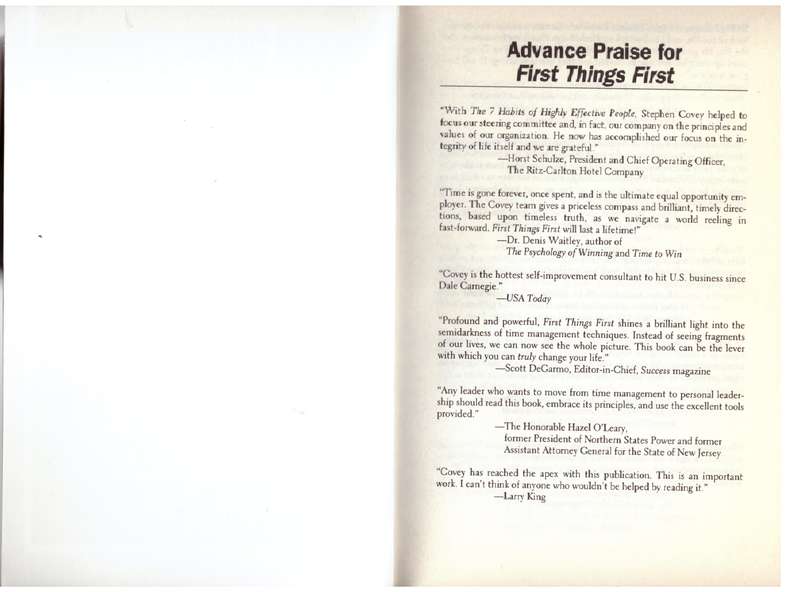 First Things First -- Stephen R. Covey, A. Roger Merrill, Rebecca R. Merrill