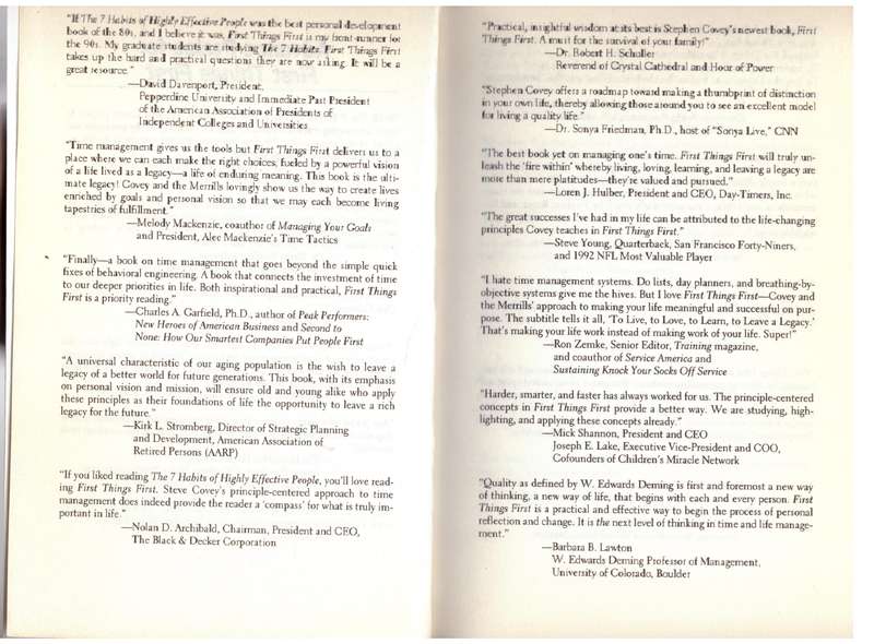 First Things First -- Stephen R. Covey, A. Roger Merrill, Rebecca R. Merrill