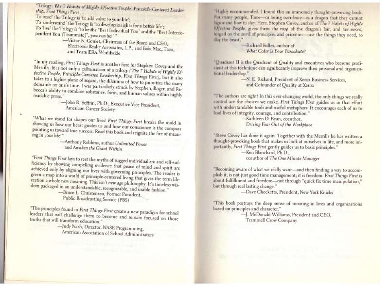 First Things First -- Stephen R. Covey, A. Roger Merrill, Rebecca R. Merrill