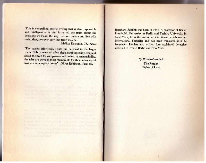 Flights of Love: Stories --  Bernhard Schlink
