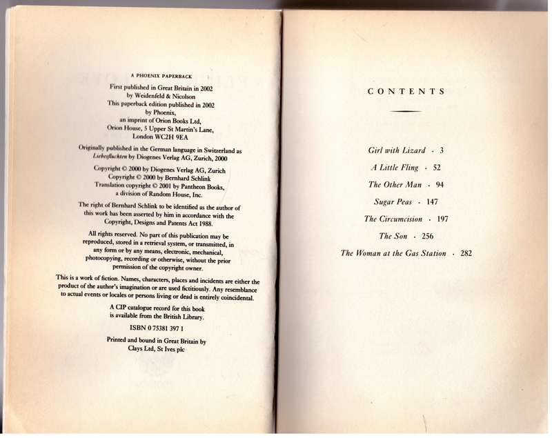 Flights of Love: Stories --  Bernhard Schlink