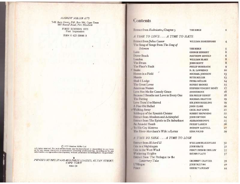 For all seasons: An anthology of English poetry  --  F. C. H. Rumboll,  J. B. Gardener [Editors]