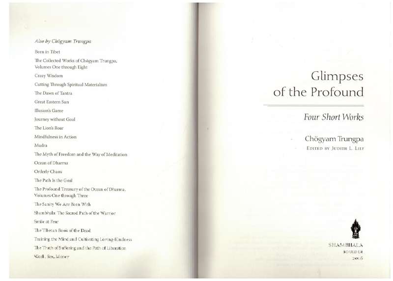 Glimpses of the Profound: Four Short Works -- Chogyam Trungpa