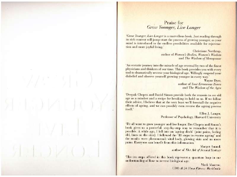 Grow Younger, Live Longer: Ten steps to reverse ageing - Deepak Chopra, David Simon