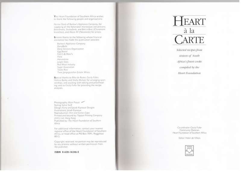 Heart a la Carte -- Helen De Villiers