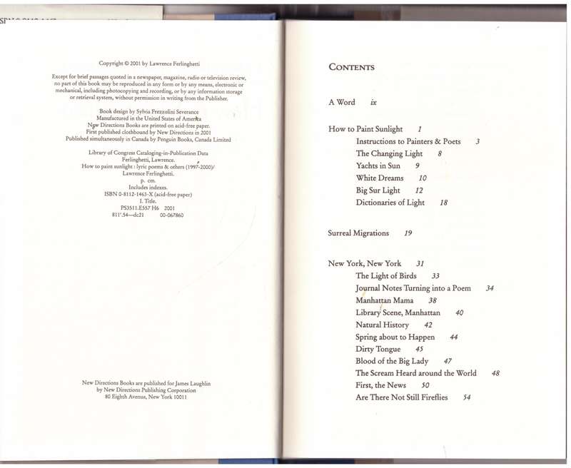 How to Paint Sunlight: Lyric Poems & Others (1997-2000) --  Lawrence Ferlinghetti